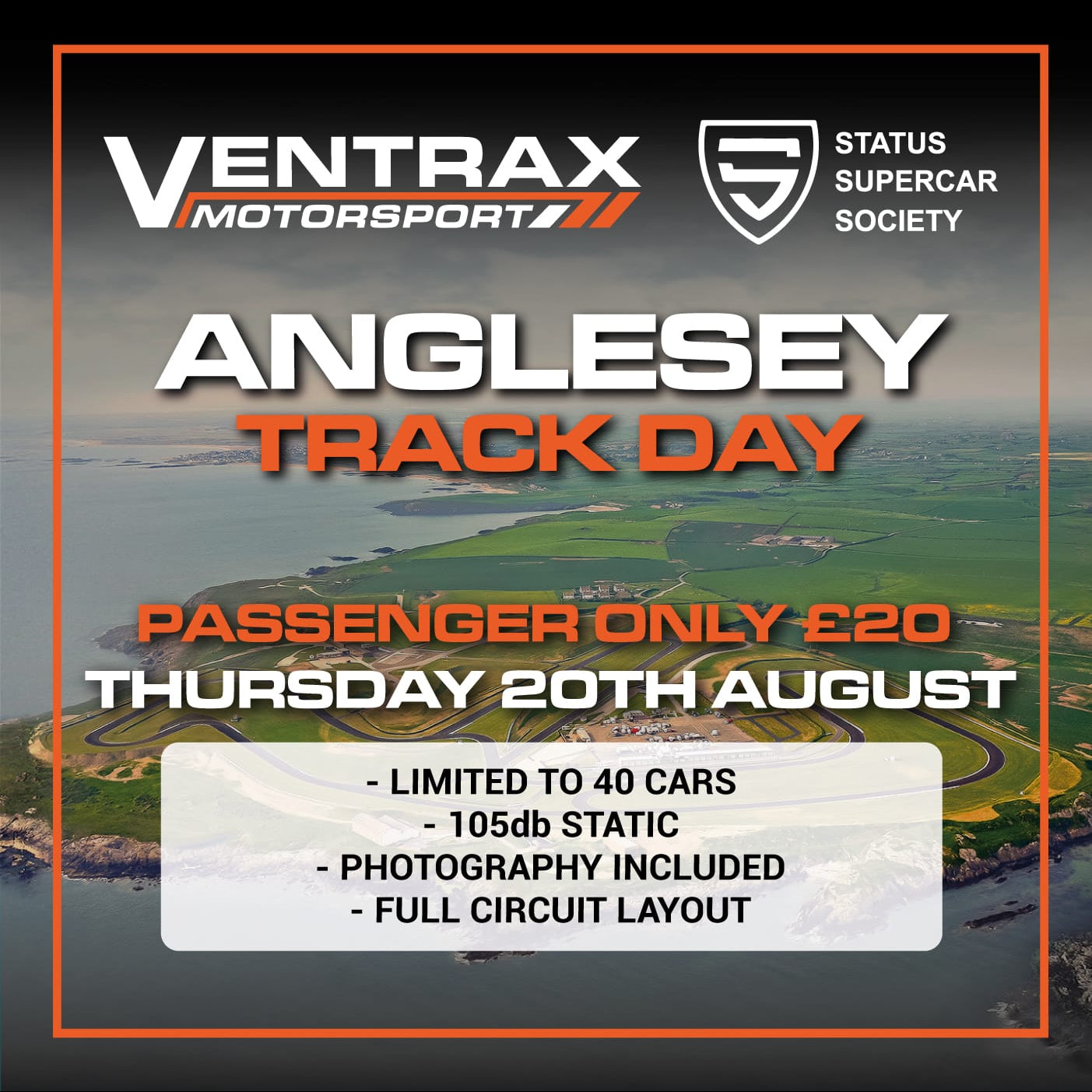 VENTRAX & STATUS ANGLESEY PASSANGER TICKET – 20TH AUGUST 2026
